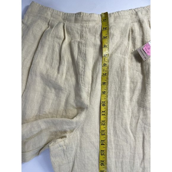 VTG 80s Linen Pleated Pull On Trouser Pants Plus Size 14 - Picture 5 of 9